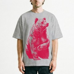 Red Grizzly Bear Silhouette Wildlife Nature T-Shirt Forest Animal Graphic Tee