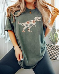 comfort floral rex dino cute comfort t-shirt