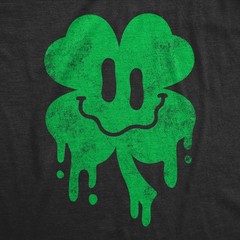 Mens Dripping Clover Face T Shirt Funny St Paddys Day Wasted Shamrock Smiling