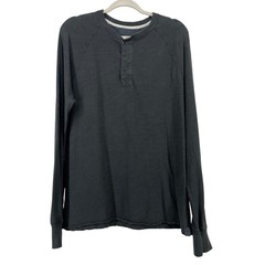 Rag & Bone Size Large Henley Shirt Gray Long Sleeve Cotton Slub Raglan Mens
