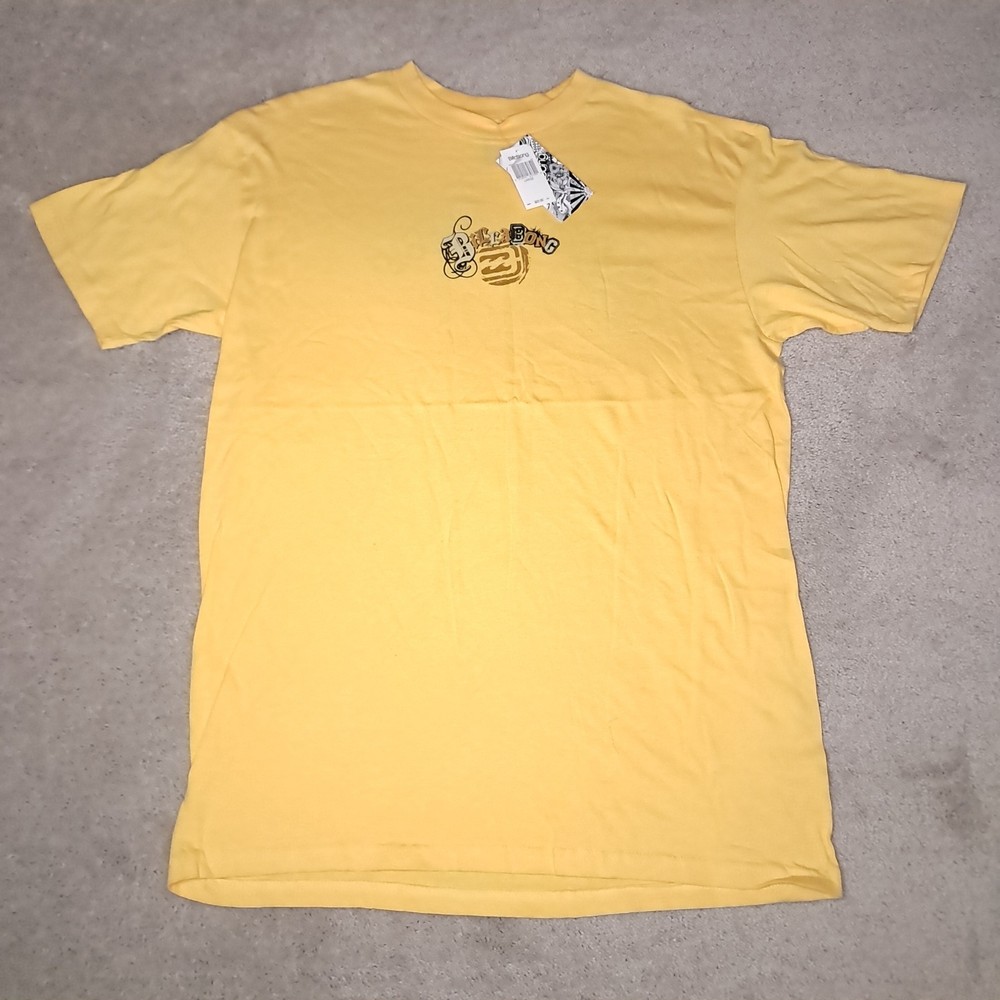 Y2K Billabong Surf T-shirt Mens Large Yellow Magazine Cut Spellout Logo