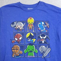 Marvel Blue Crewneck T Shirt Adult Large Blue Super Hero Solid Graphic PHOTOS