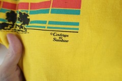 Vintage 70s Streetwear Mens Medium Florida Beach Sunset Bird T-Shirt Yellow USA