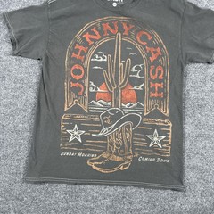 Johnny Cash Shirt Mens XS/S Gray Oversized Cowboy Boots Graphic Country Western