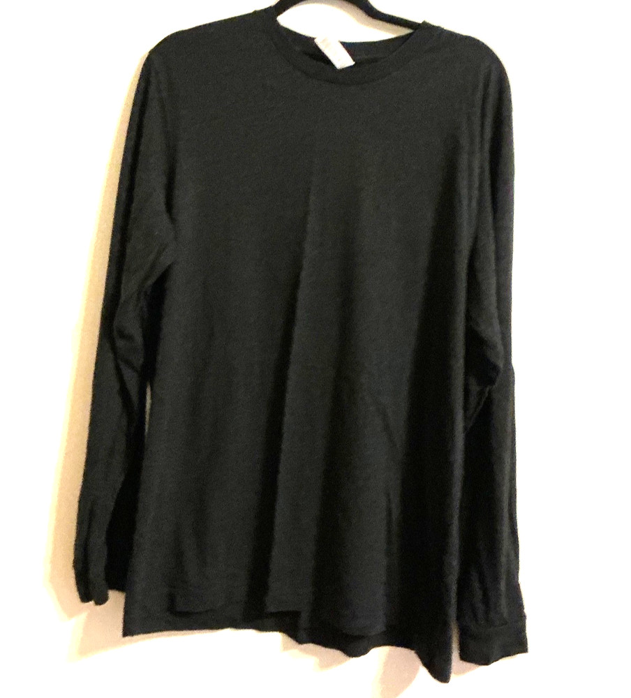 Bella Canvas Mens XL Black Long Sleeve Crew Neck T Shirt Heather CVC