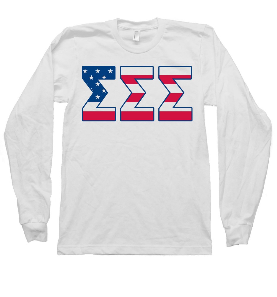 Sigma Sigma Sigma Bella + Canvas Long Sleeve T Shirt USA Tri Sig Letters