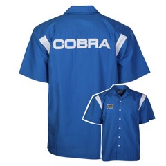 Ford Shelby Cobra Blue Pit Mechanic Button Down Work Crew Shirt Official License