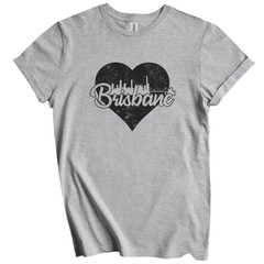 Retro Brisbane Australia Skyline Heart Distressed T-Shirt