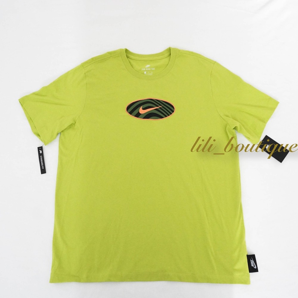 NWT Nike CW4752-308 Men NSW Air Max Tee Shirt Cotton Bright Cactus Multi Size M