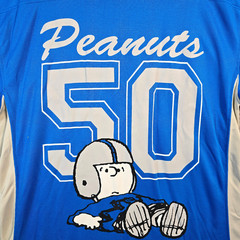 Snoopy Peanuts Football NFL Jersey Shirt Mens XL Blue Charlie Brown 50 NWT