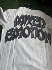 Mixed Emotion Men’s White Graphic Rhinestone Crew Neck T-Shirt Size M