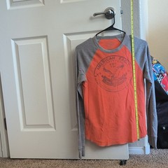 American Eagle Outfitters Men’s Thermal Raglan Graphic Logo T-Shirt M Orange