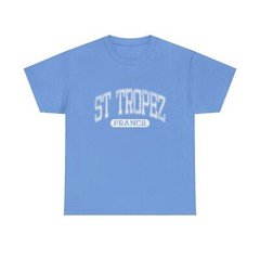St Tropez France Vintage University Font Summer Travel Blue Tee, T-Shirt