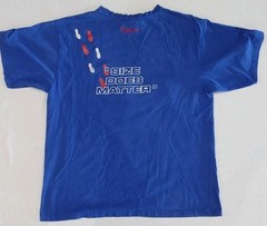 Vintage PEPE JEANS LONDON 2 Sided T-SHIRT “Size Does Matter” Blue Adult Size 3XL