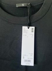 Uniqlo JW Anderson Womens Black Supima Cotton Crew Neck Oversized T-Shirt Size S