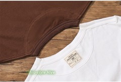 Men’s Long Sleeve Shirts Soild Color Heavy Cotton Retro Casual T-Shirts Tops