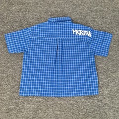Mertra letter-printed checked shirt – loose-fitting casual short-sleeved shirt