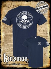 2nd Amendment Live Free or Die Skull & Pistols 2-Sided T-Shirt USA