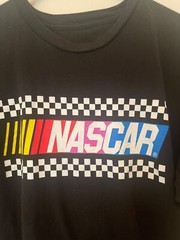 NASCAR T-Shirt Racing Logo Men’s L Black Motorsports Stock Car Checkered Flag