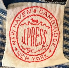 J Press Polo Shirt Mens Medium Blue Stripe Short Sleeve Pocket Preppy Ivy USA