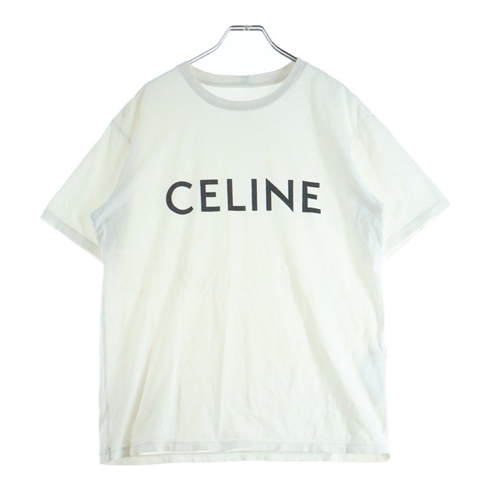 CELINE Logo Print Short Sleeve T-shirt Top White 2X681671Q01CC Used 13e2f1b1baf0
