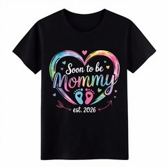Soon to be Mommy 2026 Watercolor Heart Pregnancy Announcement T-Shirt