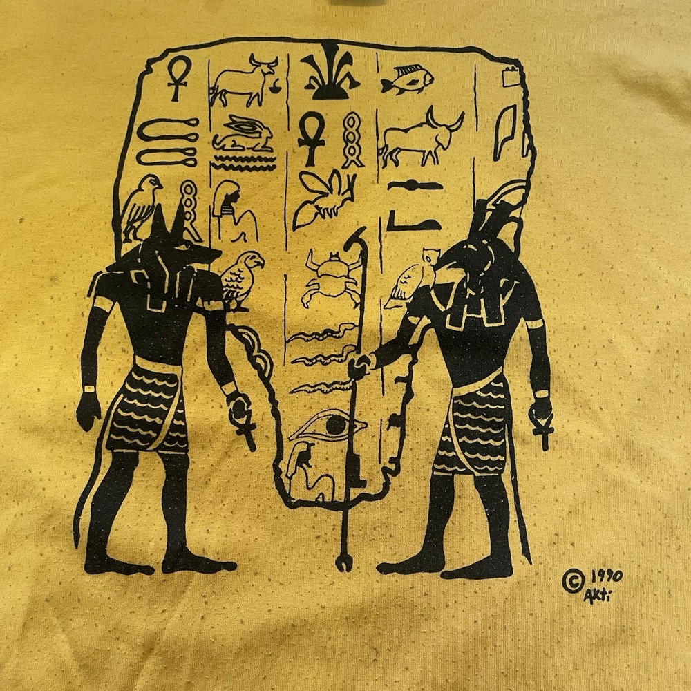 vintage Egyptian Hieroglyphics Single Stitch Tshirt 90s Retro Art Egypt Sz L
