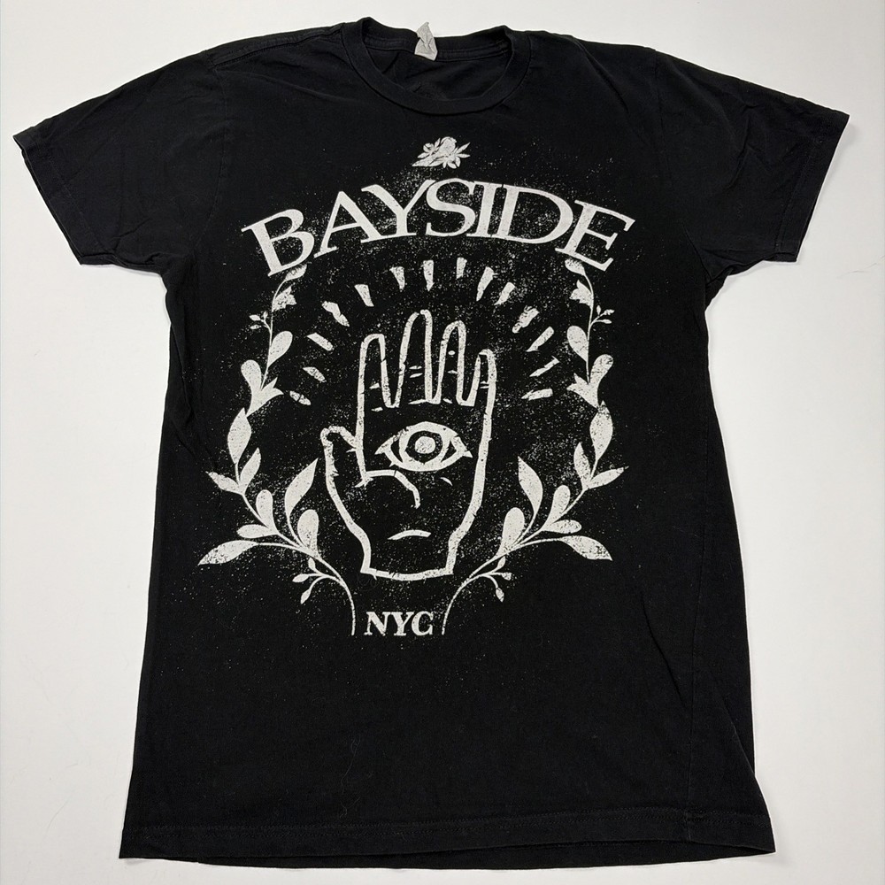 Bayside NYC Logo Dbl Sided size Small Black T Shirt Post Punk Emo Band Merch Tee