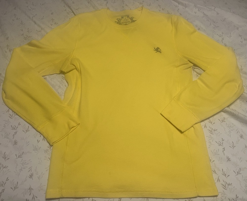 Express Design Studio Thermal Waffle Pullover Long Sleeve Shirt Mens sz M Yellow