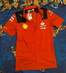 Puma Scuderia Ferrari US Size M Red Button Up Shirt Rosso Corsa 763416-01 NWT
