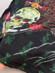 Christian Audigier Skull Spider Web Rhinestone Gothic Graphic T-Shirt Black
