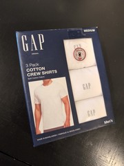 GAP Men’s Medium Large 3 Pack White Soft Cotton C-Neck T Shirts w Logo Tag Free
