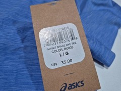 Asics Mens Tech M Knit Spacedye Blue Training Tee running shirt SZ Large