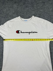 Champion T Shirt Mens 2XL White Cotton Logo Embroidered Crew Neck Straight Hem