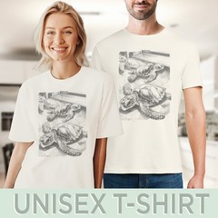 Vintage Sea Turtle Graphic Tee Natural Retro Ocean Wildlife Art