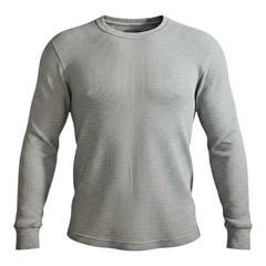 Jachs Mens Thermal Shirt Gray Waffle Knit Long Sleeve Size L Casual Layering
