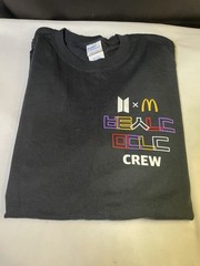 BTS x McDonalds Rare! Crew Merch T-Shirt Adult Size L Black K-pop Mart Collab