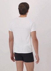 Men’s Hanes MEDIUM 3 Ultimate Soft Undershirts 1 Black Crew – 2 White V-Neck