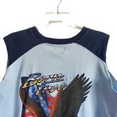 Biker Sleeveless Tee with Born Free Eagle USA Large 100% Cotton Large Pacific