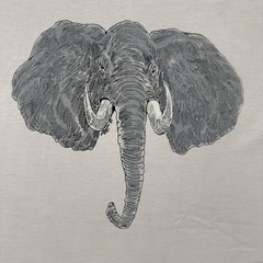Vintage 90s Elephant Shirt Mens L Safari Wildlife Nature Art