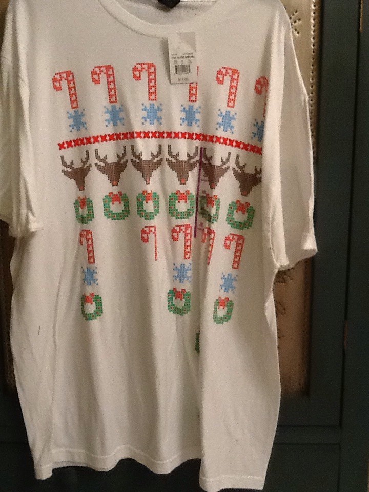 Tultex Christmas Tee Shirt KO Video Game Xmas White Red Green Men Sz XXL NWT