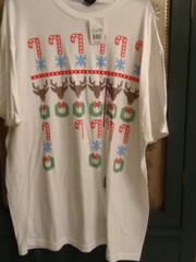 Tultex Christmas Tee Shirt KO Video Game Xmas White Red Green Men Sz XXL NWT