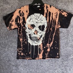 Vintage T-Shirt Skeleton Mens Medium Skull Sneakerhead Bleached Tie-Dye Grunge