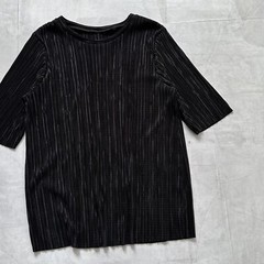 Japan Unbranded Issey Pleats Please Style Vintage Black Pleated T Shirt
