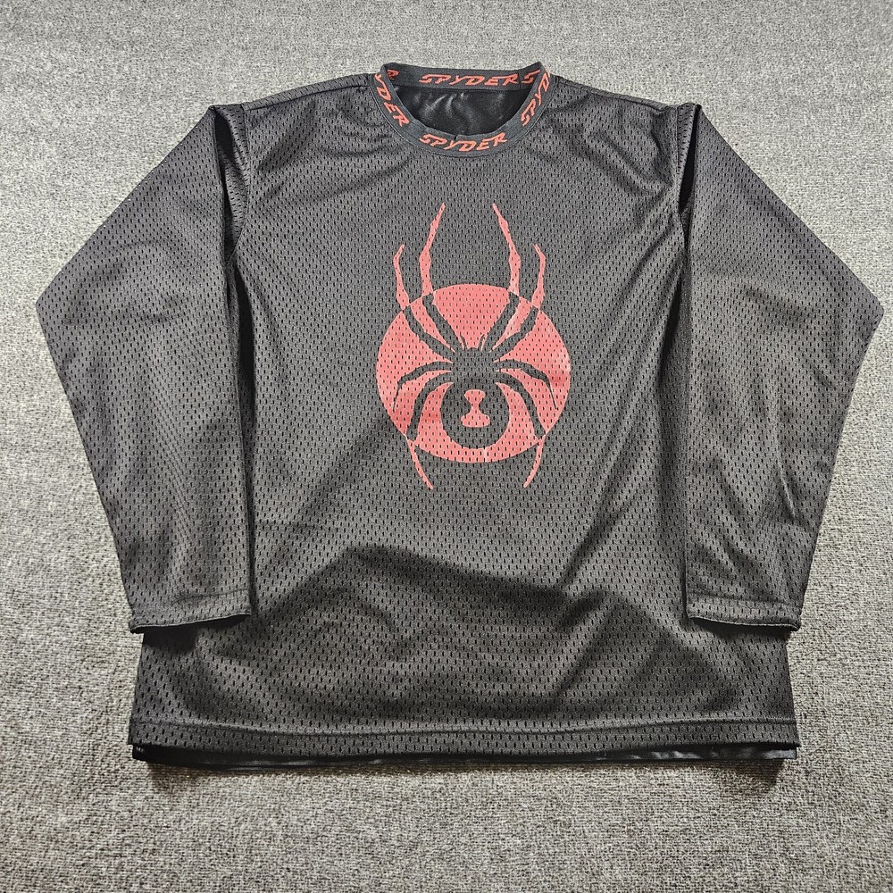Vintage Spyder Jersey Logo Mens Black Size XL 90s Y2K Hockey Jersey