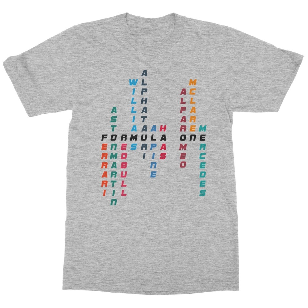 Formula One Inspired – Racing Teams Crossword F1 Unisex T-Shirt