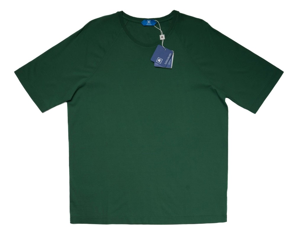 Kired by Kiton $250 NWT Green Crepe Cotton Short Sleeve Slim T-Shirt M (50 IT)
