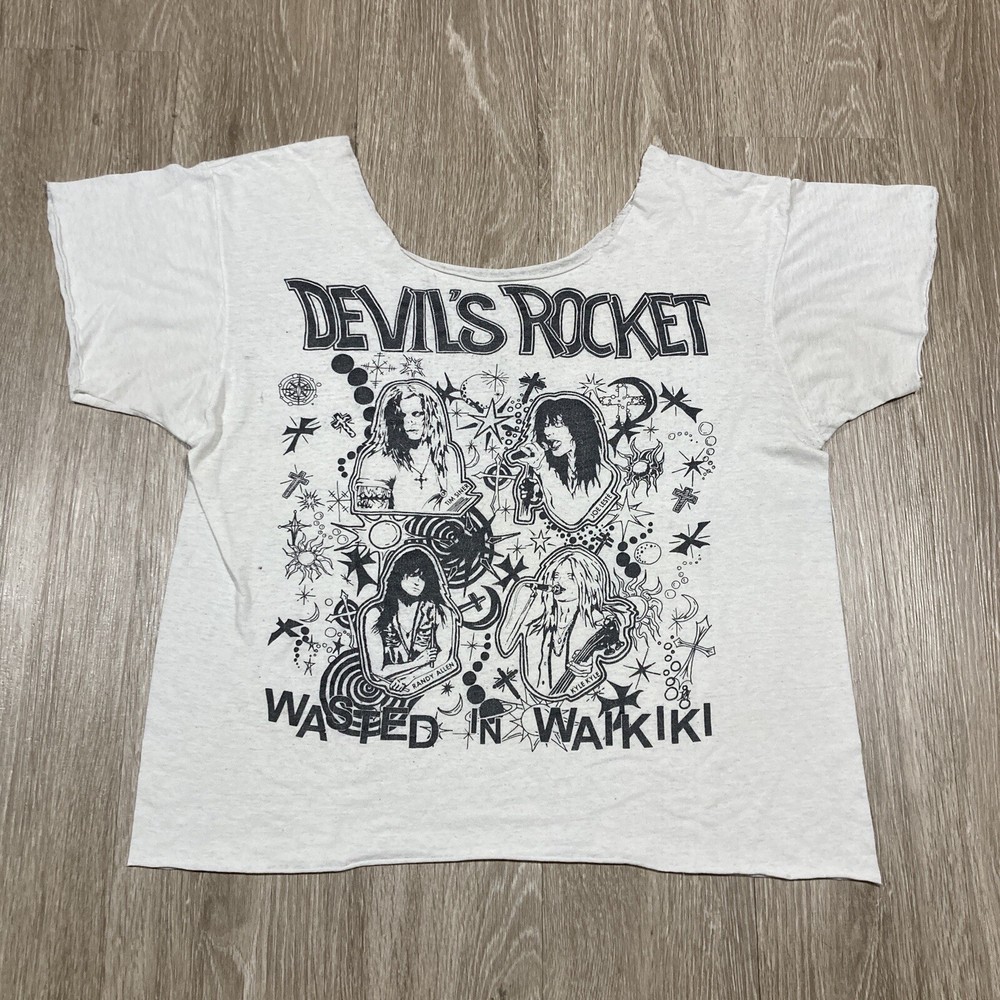 Devil’s Rocket Shirt M 90s 00s Y2k Wasted In Waikiki Chopped Cropped Tee