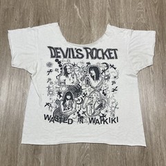 Devil’s Rocket Shirt M 90s 00s Y2k Wasted In Waikiki Chopped Cropped Tee