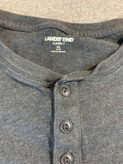 Lands’ End Super-T Top Men’s XL 46-48 Gray Rib-Knit Cuff Long Sleeve Henley Neck